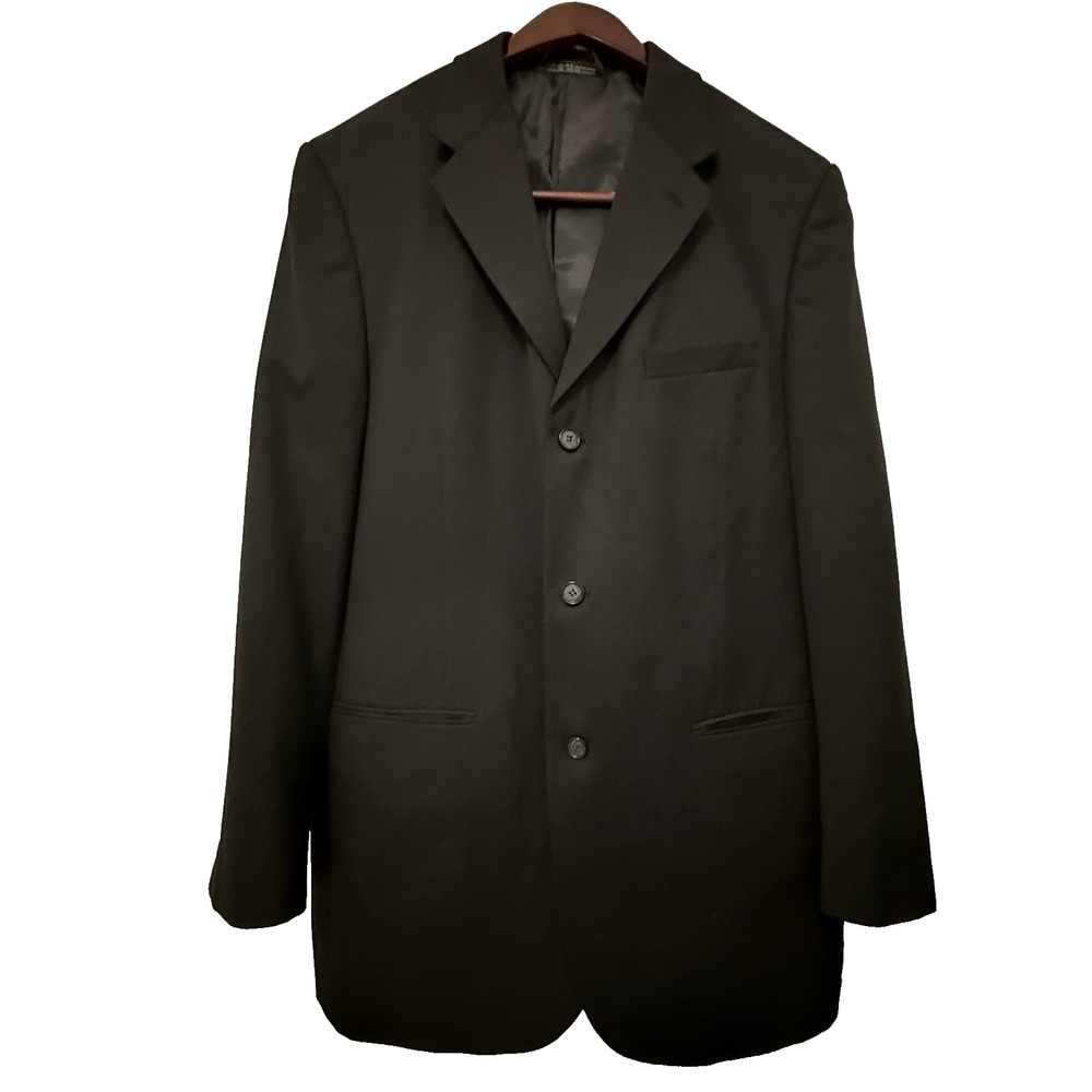 Bert Pulitzer Sutton Collection Mens 42L Black‎ 3-Button Blazer Sport Coat Wool